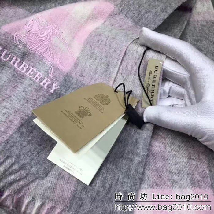 BURBERRY巴寶莉 海外專櫃最新情侶款 大格戰馬羊絨圍巾 LLWJ6848